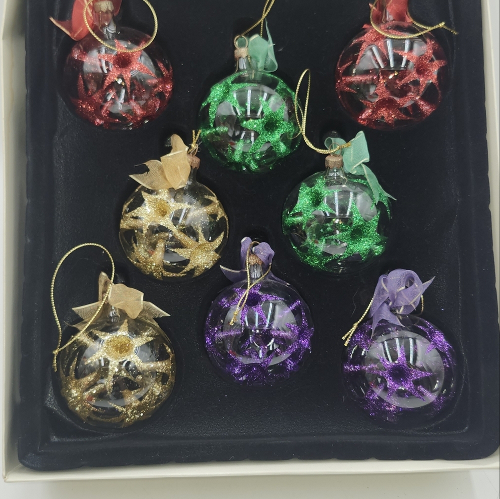 Vintage Christmas ornament lot QVC glitter balls starts